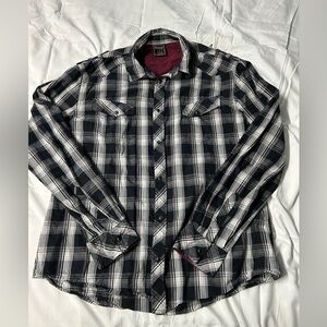Irreverent Brand, snap, long sleeve shirt, plaid, size L